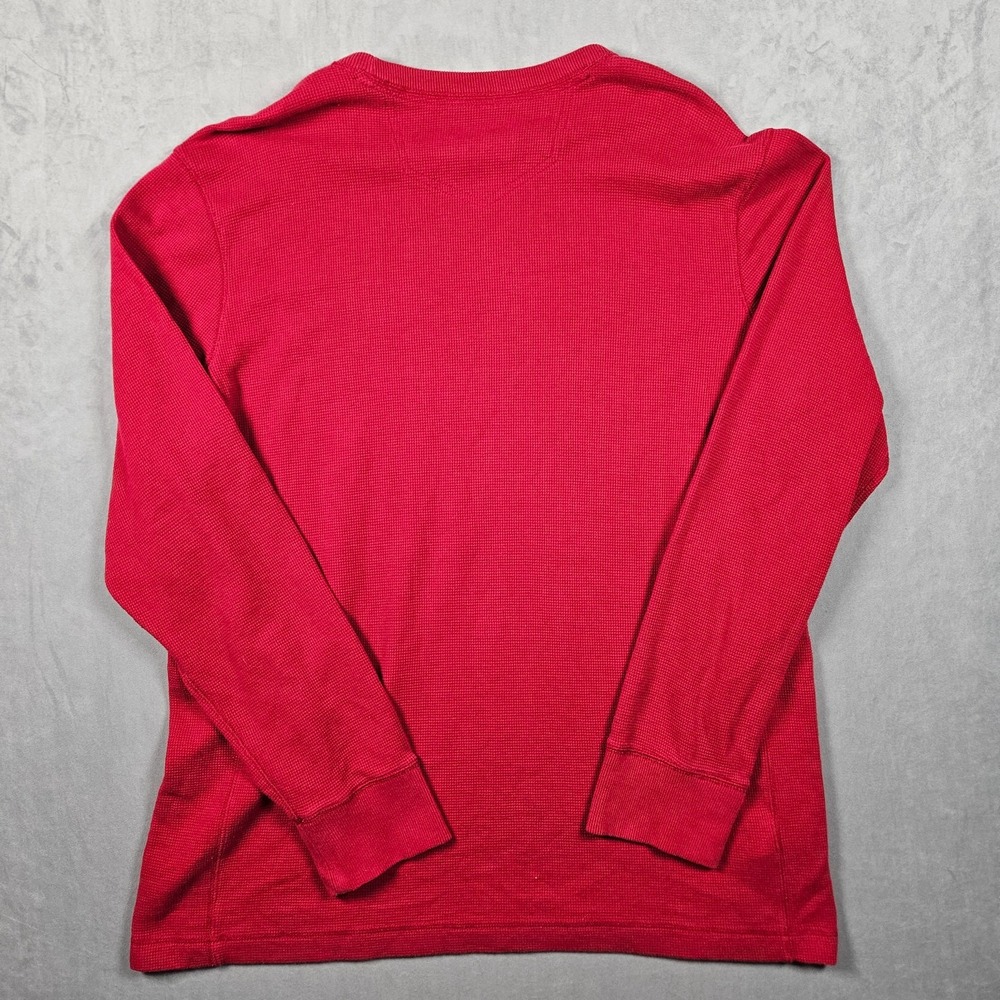 Eddie Bauer Shirt Mens Red Tall XL Waffle Knit Thermal Black Lab Graphic Crew - Picture 2 of 11